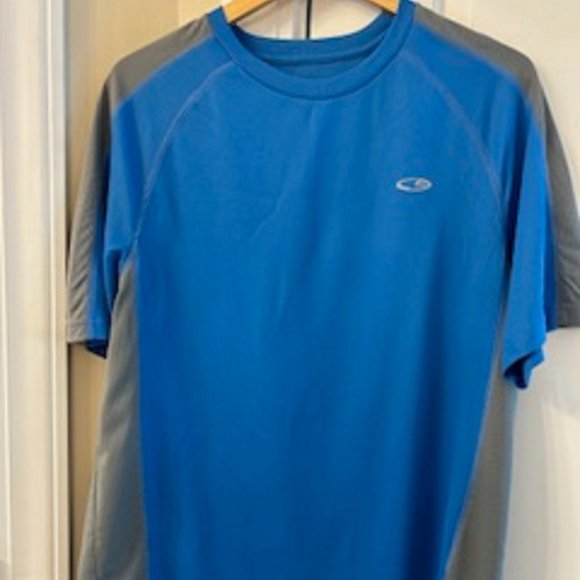 Men's T-Shirt Tee Under Armour Blue & Gray Short Sleeves Size Large Active Wear - Picture 1 of 3
